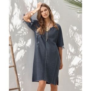 Wrap London Linen Knit Beach Dress Cotton Natural Fibers Deep Sea Petrol Blue 6